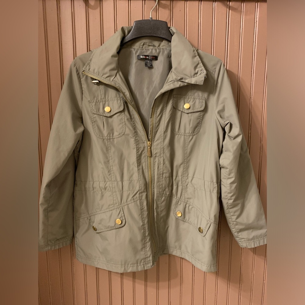 Khaki Utility Jacket Gold Accents